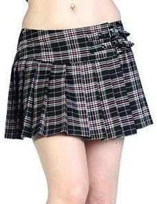 All Ladies Clothing Banned Tartan Mini Skirt Black White Pink