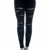 All Ladies Clothing Banned Slashed Black Leggings