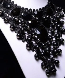 Lace Jewellery Victorian Gothic Black Lace And Bead Choker Gothic Jewellery
