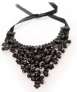 Lace Jewellery Victorian Gothic Black Lace And Bead Choker Gothic Jewellery