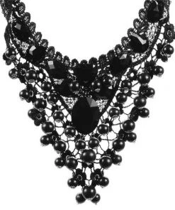 Lace Jewellery Victorian Gothic Black Lace And Bead Choker Gothic Jewellery