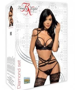 Beauty Night Diamond Set Black Lingerie Sets
