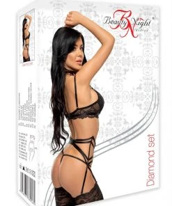 Beauty Night Diamond Set Black Lingerie Sets