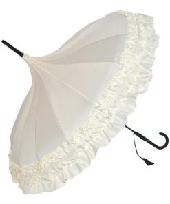 Soake Beige Frilled Gothic Pagoda Umbrella / Parasol