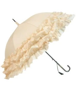 Soake All Steampunk Accessories Beige Triple Frill Steampunk Umbrella / Parasol