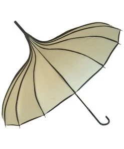 Soake Beige Ribbed Pagoda Umbrella / Ivory Parasol All Steampunk Accessories