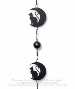 Alchemy Gothic Garden Alchemy Black Cat And Moon Wind Chime