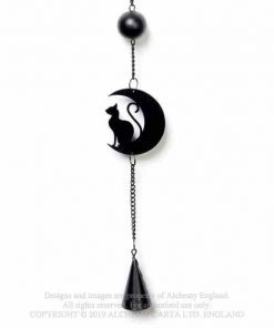 Alchemy Gothic Garden Alchemy Black Cat And Moon Wind Chime