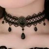 Lace Jewellery Gothic Jewellery Black Criss Cross Lace Choker With Teardrop Beads 2 Lace Jewellery Gothic Jewellery Black Criss Cross Lace Choker With Teardrop Beads