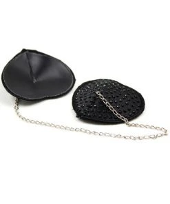 Nipple Pasties Black Diamante Heart Pasties With Chain