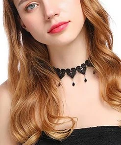 Lace Jewellery All Jewellery White Heart Lace Choker With Pearl Drops