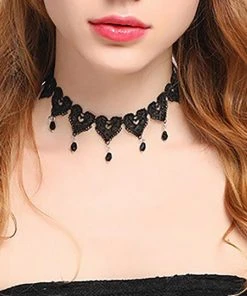 Lace Jewellery All Jewellery White Heart Lace Choker With Pearl Drops