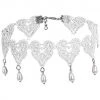 Lace Jewellery All Jewellery White Heart Lace Choker With Pearl Drops