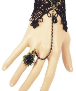 Lace Jewellery Black Lace And Sparkle Gothic Slave Bracelet