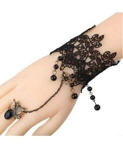 Lace Jewellery Black Lace Gothic Butterfly Slave Bracelet Gothic Jewellery