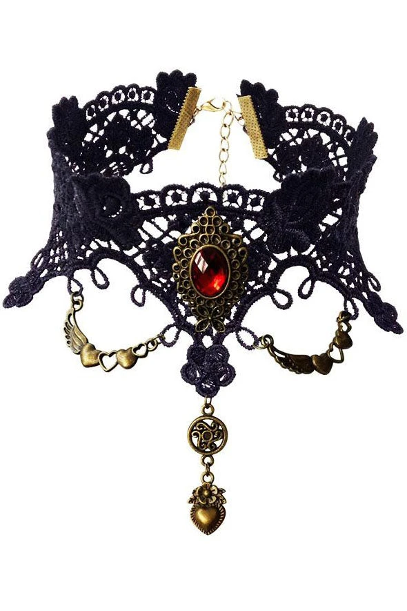 Lace Jewellery Gothic Jewellery Black Lace Gothic Choker With Red Gem 3 Lace Jewellery Gothic Jewellery Black Lace Gothic Choker With Red Gem