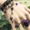 Lace Jewellery Gothic Jewellery Black Lace Purple Rose Slave Bracelet