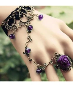 Lace Jewellery Gothic Jewellery Black Lace Purple Rose Slave Bracelet