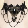 Lace Jewellery Gothic Jewellery Black Lace Victorian Gothic Choker With Chain