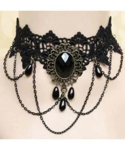 Lace Jewellery Gothic Jewellery Black Lace Victorian Gothic Choker With Chain