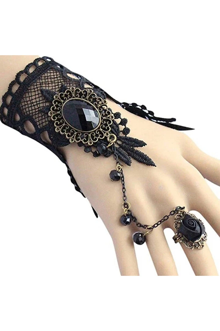 Lace Jewellery Gothic Jewellery Black Rose Lace Slave Bracelet 3 Lace Jewellery Gothic Jewellery Black Rose Lace Slave Bracelet