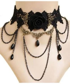 Lace Jewellery Black Rose Lace Victorian Gothic Choker