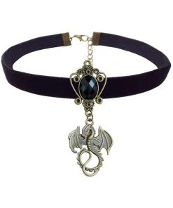 Gothic Collars Black Velvet Dragon Choker Gothic Jewellery