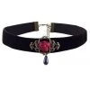 Gothic Collars Black Velvet Red Rose Choker