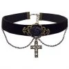Gothic Collars Black Velvet Rose Cross Choker Gothic Jewellery