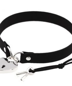 Gothic Collars Faux Suede Choker With Heart Padlock 9 Gothic Collars Faux Suede Choker With Heart Padlock