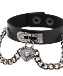 Gothic And Steampunk Jewellery Black Heart Wrist Cuff Bracelet Gothic Jewellery