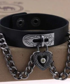 Gothic And Steampunk Jewellery Black Heart Wrist Cuff Bracelet Gothic Jewellery