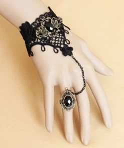 Lace Jewellery Gothic Jewellery Black Lace Filigree Slave Bracelet