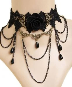 Lace Jewellery Black Rose Lace Victorian Gothic Choker