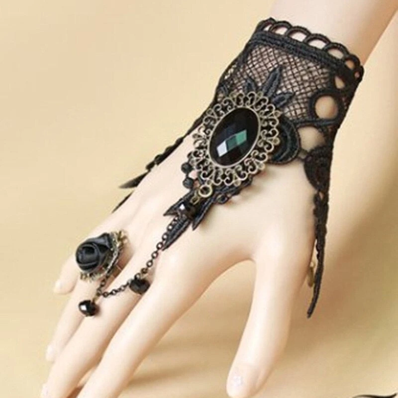 Lace Jewellery Gothic Jewellery Black Rose Lace Slave Bracelet 5 Lace Jewellery Gothic Jewellery Black Rose Lace Slave Bracelet