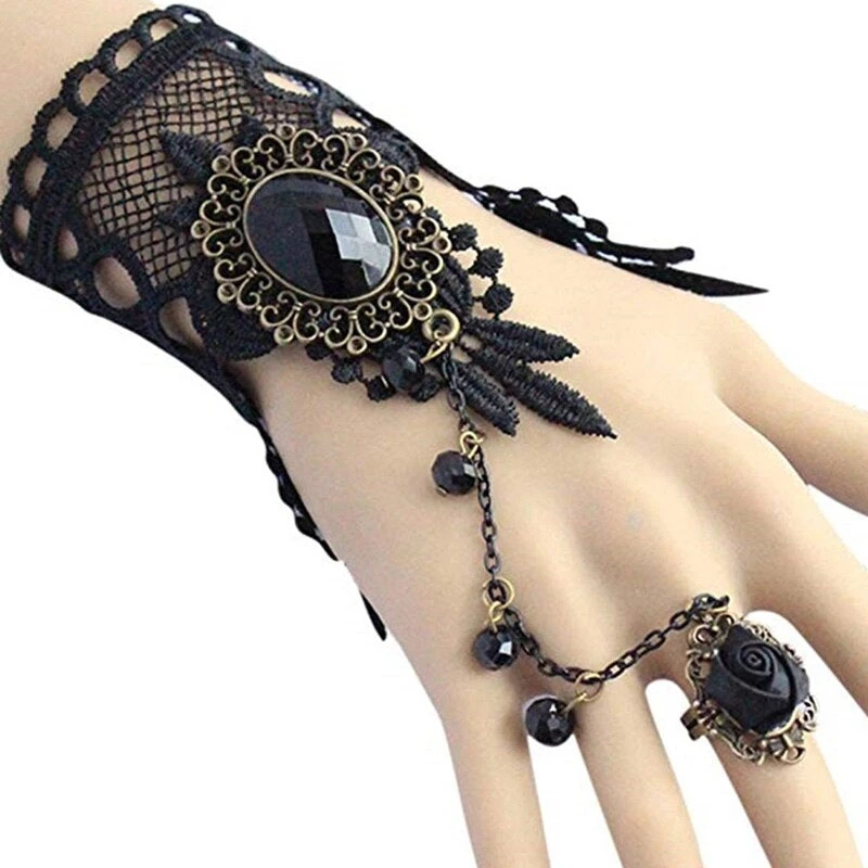 Lace Jewellery Gothic Jewellery Black Rose Lace Slave Bracelet 6 Lace Jewellery Gothic Jewellery Black Rose Lace Slave Bracelet