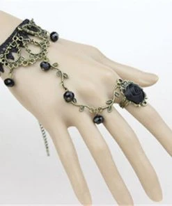 Lace Jewellery Black Lace Black Rose Slave Bracelet Gothic Jewellery