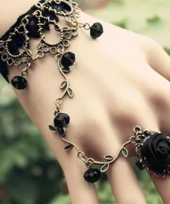 Lace Jewellery Black Lace Black Rose Slave Bracelet Gothic Jewellery