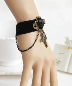 Gothic And Steampunk Jewellery Gothic Jewellery Black Velvet Rose Cross Bracelet