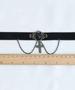Gothic Collars Black Velvet Rose Cross Choker Gothic Jewellery 12 Gothic Collars Black Velvet Rose Cross Choker Gothic Jewellery