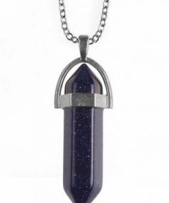 Gothic And Steampunk Jewellery All Jewellery Blue Goldstone Crystal Pendant Necklace