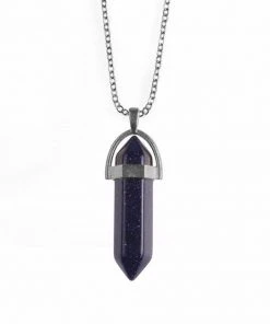 Gothic And Steampunk Jewellery All Jewellery Blue Goldstone Crystal Pendant Necklace