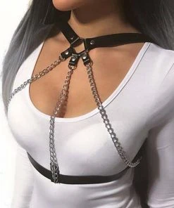 Gothic Collars Faux Leather Body Harness Gothic Accessories