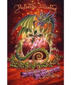 Eastgate Briar Flaming Dragon Pudding Christmas Card