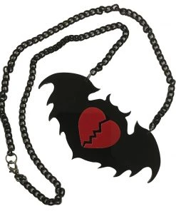 Gothic And Steampunk Jewellery Broken Heart Bat Necklace
