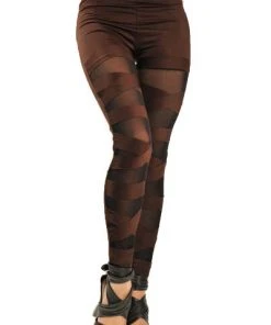 Gothic Accessories Brown Bandage Mesh Leggings