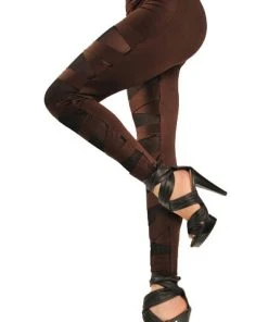 Gothic Accessories Brown Bandage Mesh Leggings