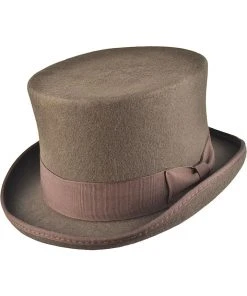 Euro Accessories Brown Wool Felt Steampunk Top Hat