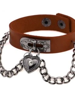 Gothic And Steampunk Jewellery Brown Heart Wrist Cuff Bracelet