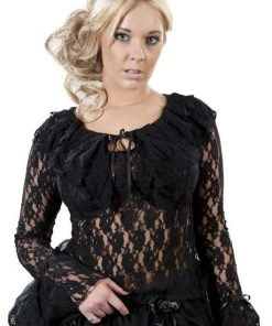 Burleska Brenda Top Long Sleeve Black Lace